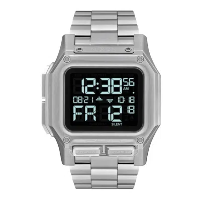 Pre-owned Nixon Regulus Men's Digital Watch Qz Silver Sports Stainless Steel Width 46mm