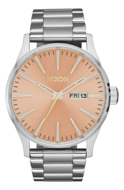 Nixon Sentry Bracelet Watch, 42mm In Silver