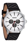 Nixon Sentry Chronograph Leather Strap Watch, 42mm In Multi