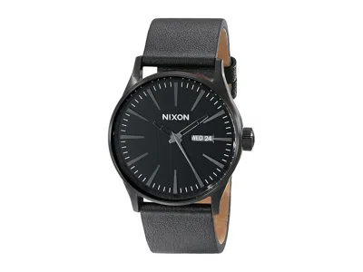 Nixon Sentry Leather Watches All Black: One Size