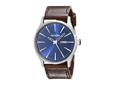 Nixon Sentry Leather Watches Blue/brown: One Size