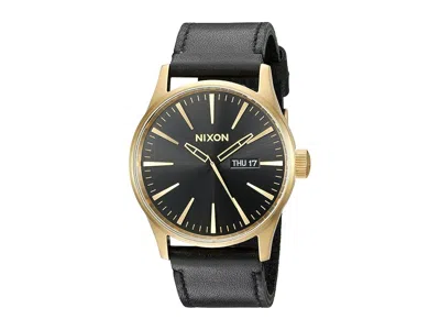 Nixon Sentry Leather Watches Gold/black: One Size