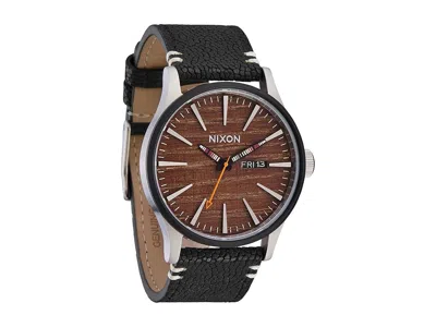 Nixon Sentry Leather Watches Silver/rosewood/black: One Size