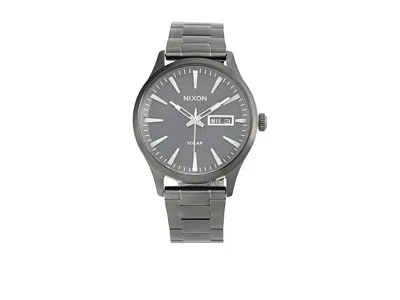 Nixon Sentry Solar Stainless Steel Watches Gunmetal: One Size In Pattern