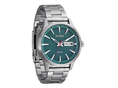 Nixon Sentry Solar Stainless Steel Watches Silver/jasper: One Size In Pattern