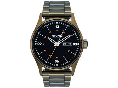 Nixon Sentry Stainless Steel Watches Dark Olive/black: One Size In Brown