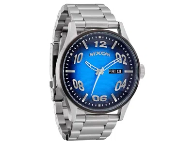 Nixon Sentry Stainless Steel Watches Fisheye/silver/polar Blue: One Size In Metallic