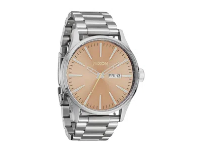Nixon Sentry Stainless Steel Watches Silver/coral: One Size In Metallic