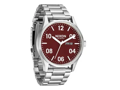 Nixon Sentry Stainless Steel Watches Silver/cranberry: One Size In Metallic