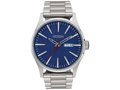 Nixon Sentry Stainless Steel Watches Silver/indigo: One Size In Gray