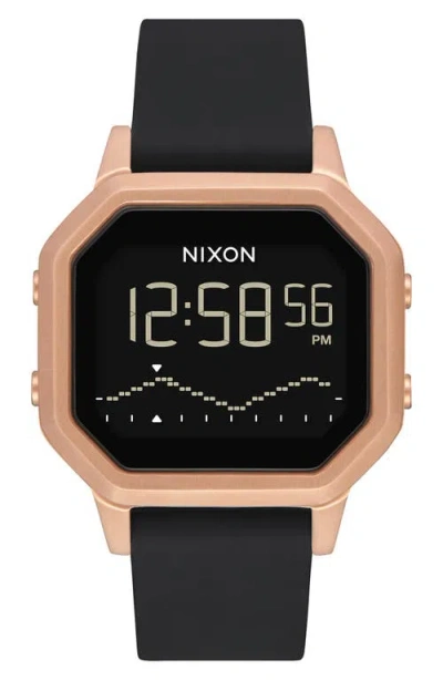 Nixon Siren Digital Watch, 36mm In Black/rose Gold