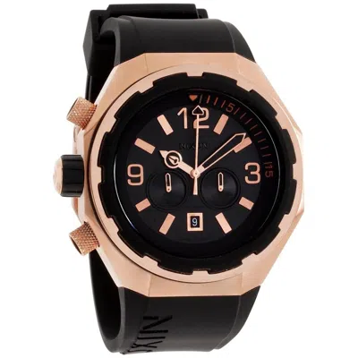 Pre-owned Nixon Steelcat Black Silicone & Rose Gold Steel Case Chrono Watch A313109800
