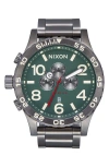 Nixon 'the 51-30 Chrono' Watch, 51mm In Light Gunmetal/dark Forest