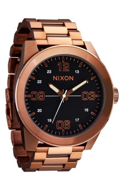 Nixon The Corporal Bracelet Watch, 48mm In Chocolate/dark Roast