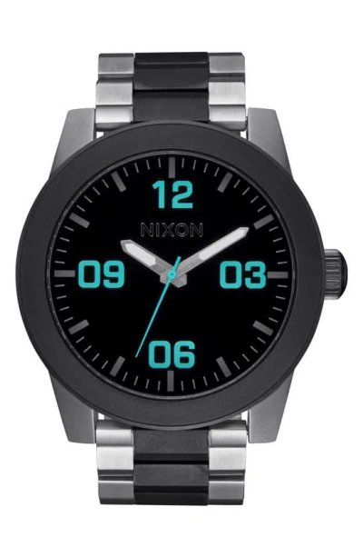 Nixon The Corporal Bracelet Watch, 48mm In Silver / Gunmetal