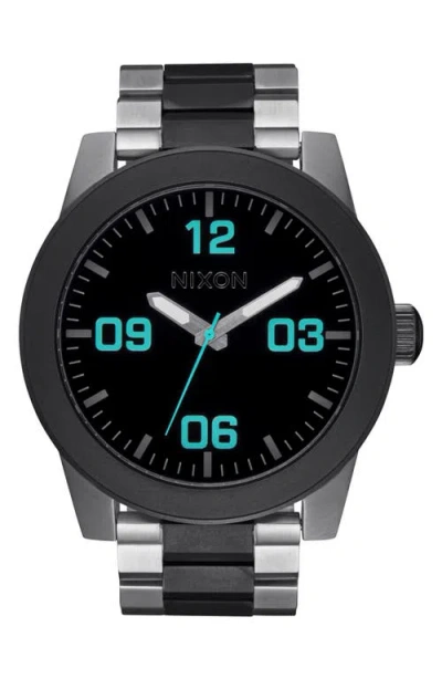 Nixon The Corporal Bracelet Watch, 48mm In Silver/gunmetal