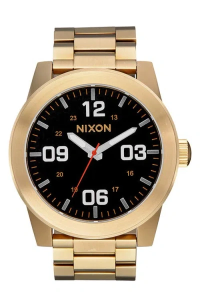 Nixon The Corporal Bracelet Watch, 48mm In Yellow Gold/black