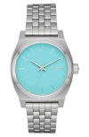 Nixon The Medium Time Teller Bracelet Watch, 31mm In Silver/turquoise