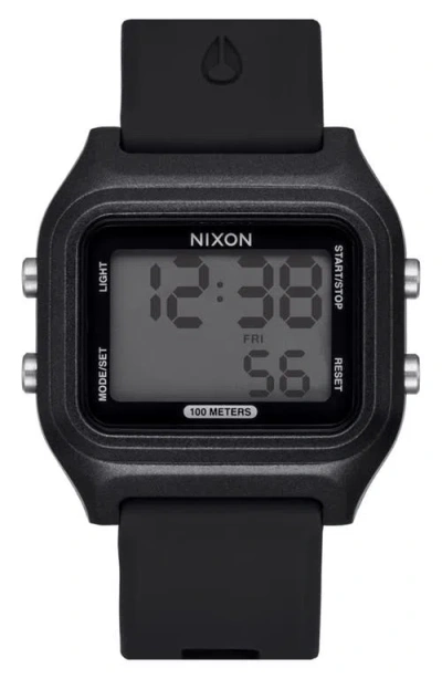 Nixon The Ripper Silicone Strap Digital Watch, 36.5mm In Black