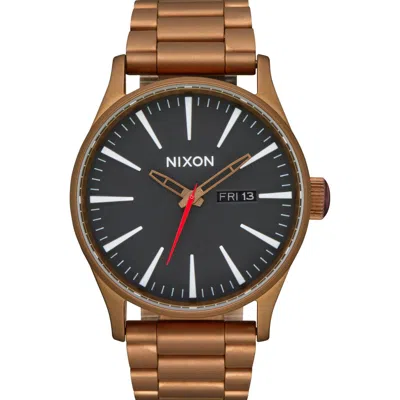Nixon The Sentry Bracelet Watch, 42mm In Bronze / Black