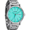 Nixon The Sentry Bracelet Watch, 42mm In Silver/turquoise