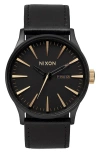 Nixon The Sentry Leather Strap Watch, 42mm In Multi