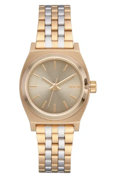 Nixon The Small Time Teller Bracelet Watch, 26mm In Lt Gold/silver/vintage White