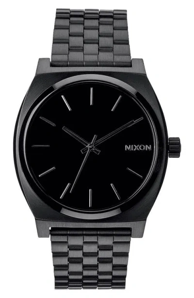 Nixon 'the Time Teller' Stainless Steel Bracelet Watch, 37mm In Black/black