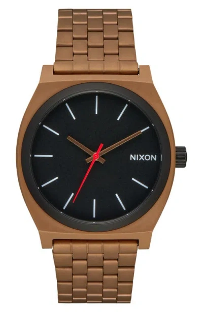 Nixon The Time Teller Bracelet Watch, 37mm In Bronze/black