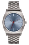 Nixon The Time Teller Bracelet Watch, 37mm In Light Gunmetal / Dusty Blue