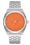 Nixon The Time Teller Bracelet Watch, 37mm In Silver/mandarin