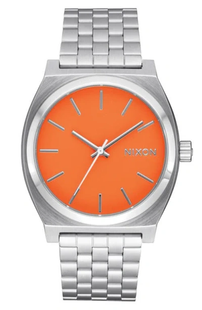 Nixon The Time Teller Bracelet Watch, 37mm In Silver/mandarin