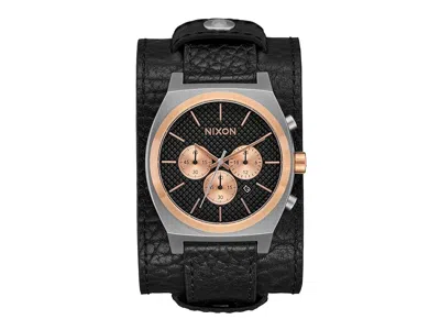 Nixon Time Teller Chrono Leather Rocker Watches Silver/rose Gold/black: One Size