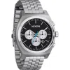 Nixon Time Teller Chronograph Bracelet Watch, 40mm In Chrome/black/chrome Sunray