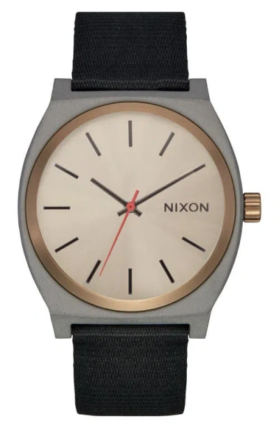 Nixon Time Teller Nylon Strap Watch, 37mm In Dark Gray/pumice Sunray/black