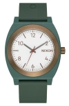 Nixon Time Teller Opp Silicone Strap Watch, 39.5mm In Sage Leaf