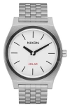 Nixon Time Teller Solar Bracelet Watch, 40mm In Silver