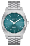 Nixon Time Teller Solar Bracelet Watch, 40mm In Silver/dusty Blue Sunray