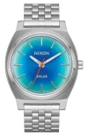 Nixon Time Teller Solar Bracelet Watch, 40mm In Silver/rainbow