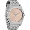 Nixon Time Teller Solar Bracelet Watch, 40mm In Silver/salmon