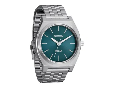 Nixon Time Teller Solar Men's Watches Silver/dusty Blue Sunray, Silver Tone/stainless Steel