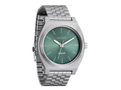Nixon Time Teller Solar Men's Watches Silver/jade Sunray, Silver Tone/stainless Steel