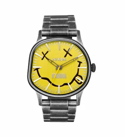 Nixon Unisex Nirvana Sentry Wobble Smiley Face Watch In Yellow