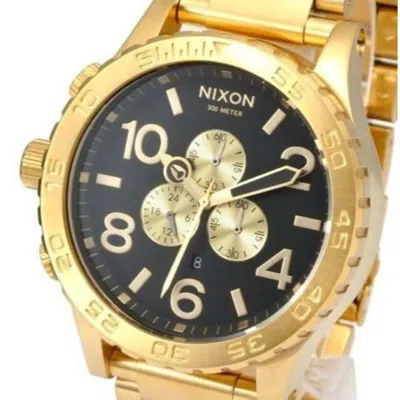 Pre-owned Nixon Watch 51-30 A083-510 Chronoall Gold Black Mens A083510 Parallel
