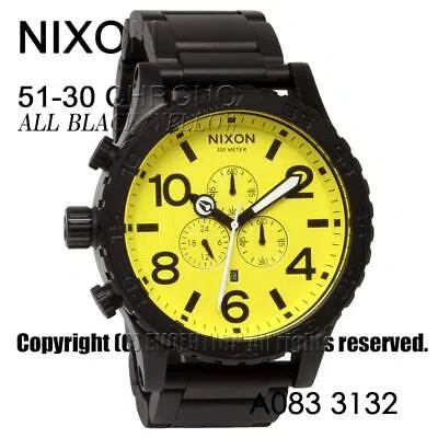 Pre-owned Nixon [] Watch 51-30 Chrono: All Black/yellow A083-3132-00 Men's Japan