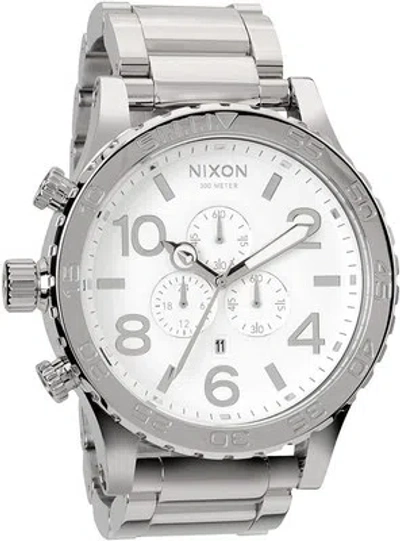 Pre-owned Nixon Watch 51-30 Chrono: High Polish/white A083-488-00 Men's