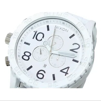 Pre-owned Nixon Watch All White Silver 51-30 Mens Chrono A083-1255 A0831255 Genuine