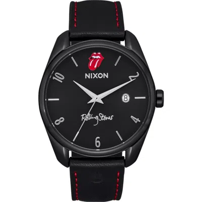Nixon X Rolling Stones Thalia Leather Strap Watch, 38mm In Black
