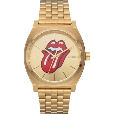 Nixon X Rolling Stones The Time Teller Bracelet Watch, 37mm In Gold / Gold