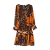 Niza Orange Short Sleeved Women's Short Dress In Orange